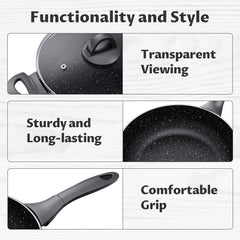 Induction Cookware Pots and Pans Set 10 Piece, BEZIA Dishwasher Safe Nonstick Cooking Pans, Stay-Cool Bakelite Handle - Jess Deals