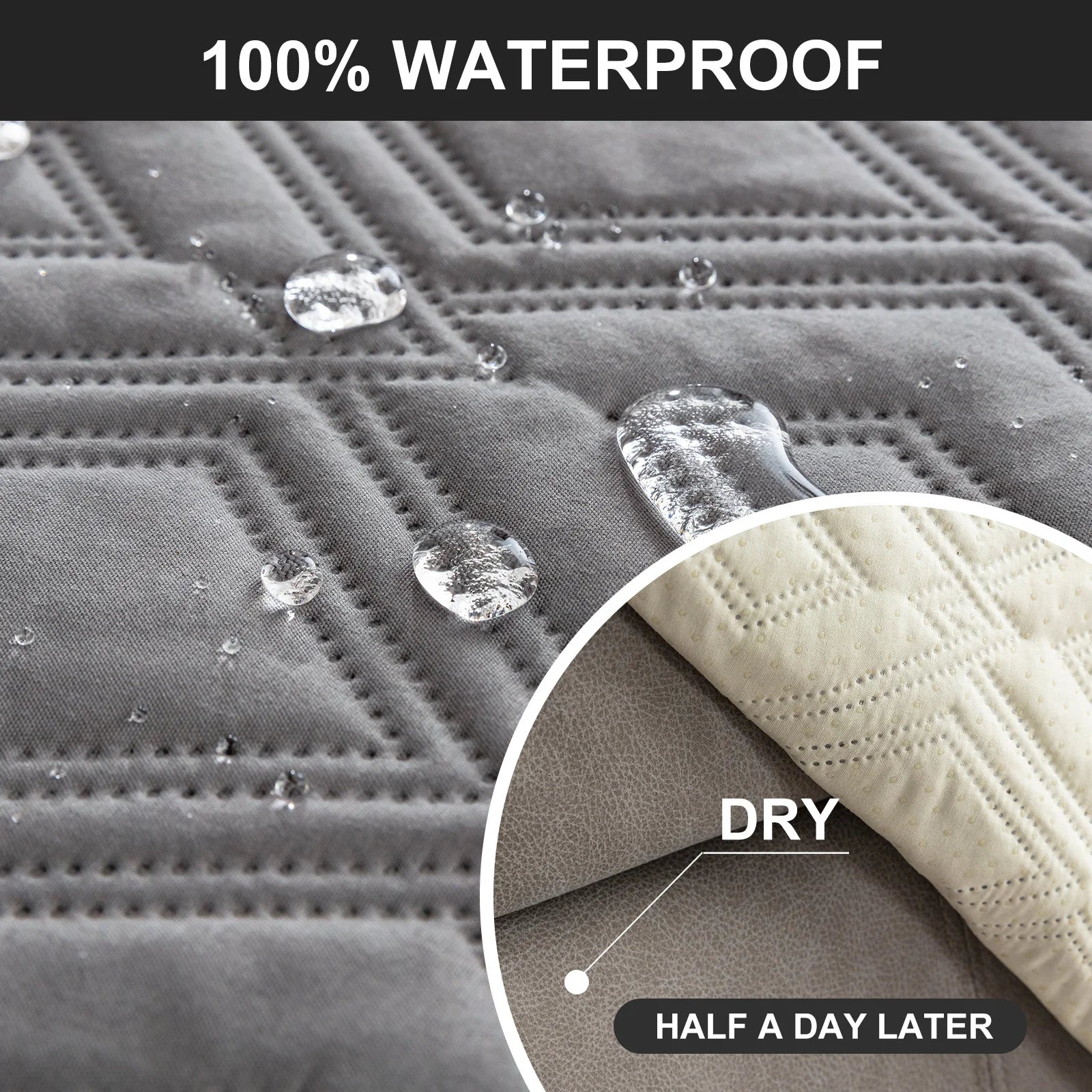 Waterproof Diamond Grid Pattern Recliner Loveseat Center Console Sofa Cushion Cover Non Slip Removable Couch Slipcover