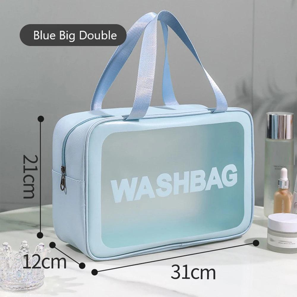 Large Capacity Waterproof Transparent Travel Cosmetic Bag - Portable and Organized Storage for Makeup and Toiletries