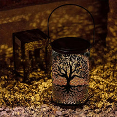1pc Hanging Solar Lantern, Outdoor Waterproof Vintage Metal LED Big Tree Decorative Lights, Garden Yard Lawn Lights - Jess Deals