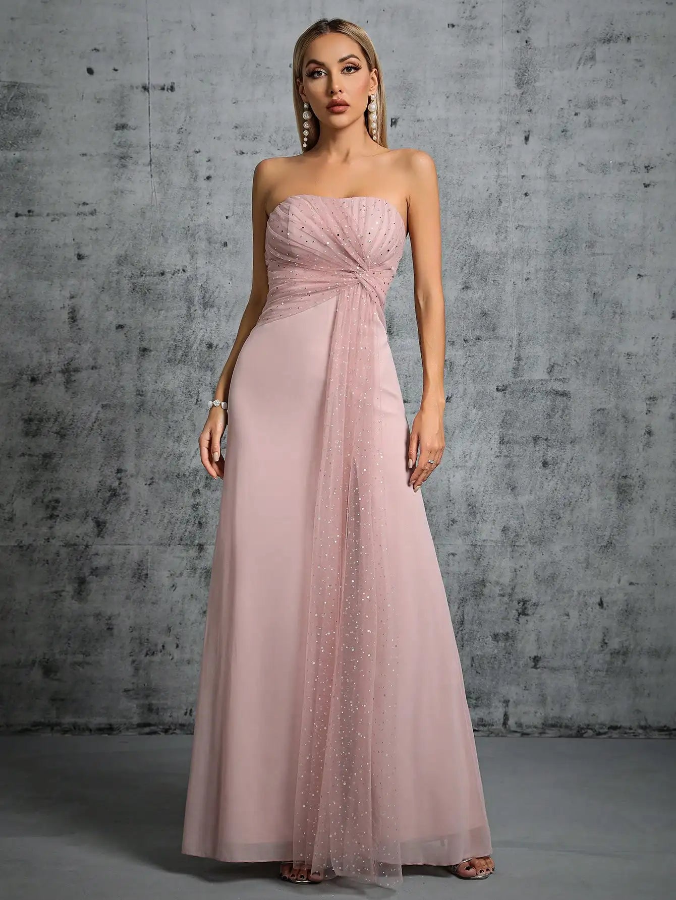 Mgiacy Strapless sleeveless chiffon Ladies Dinner Dress (Heavy industry) Evening dress Ball dress Party dress Bridesmaid dress - Jess Deals