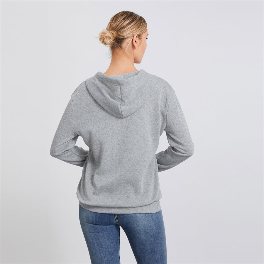 wsevypo Autumn Casual Sporty Hoodies Women's Long Sleeve Zip-up Hooded Sweatshirts with Front Pockets Street Workout Outwear