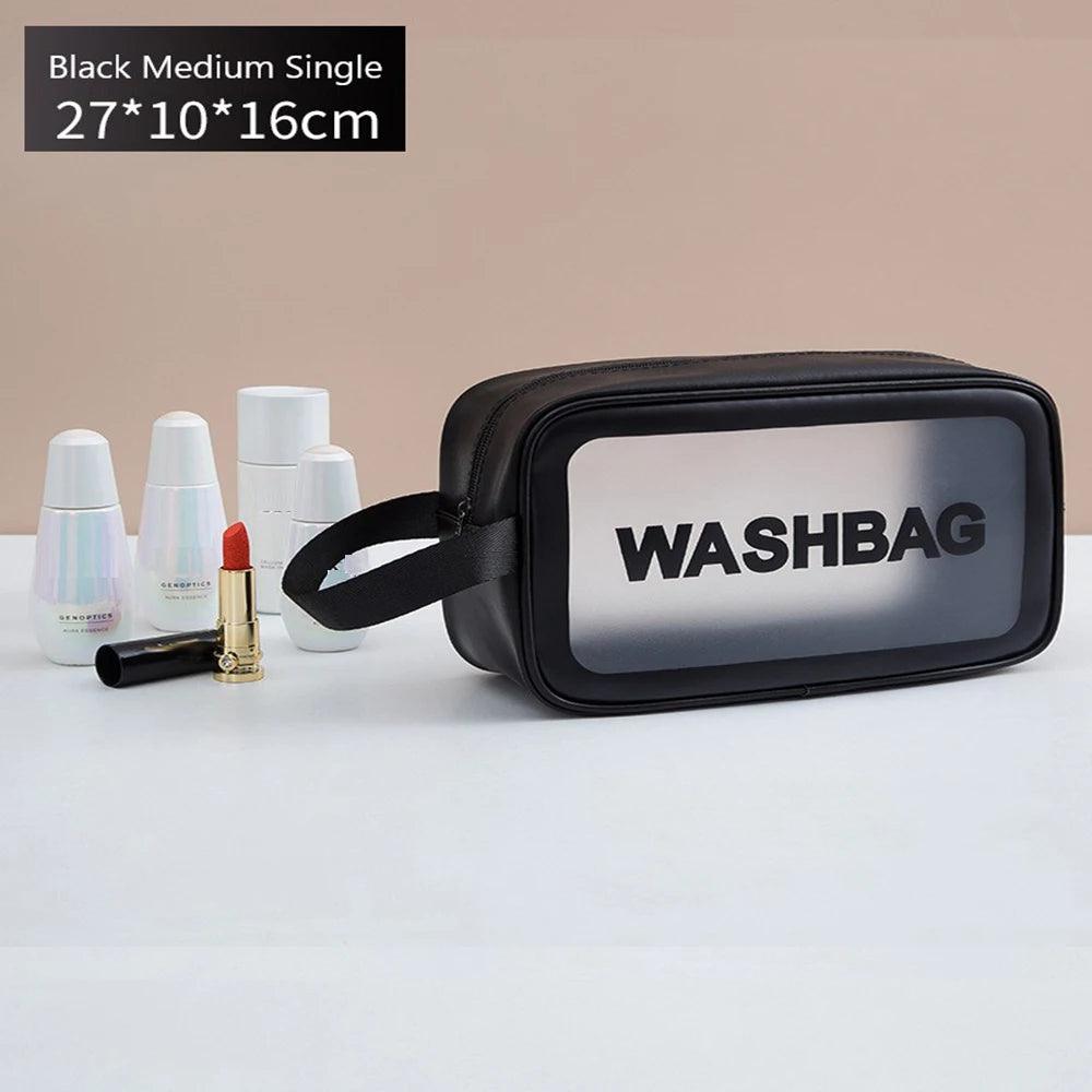 Large Capacity Waterproof Transparent Travel Cosmetic Bag - Portable and Organized Storage for Makeup and Toiletries