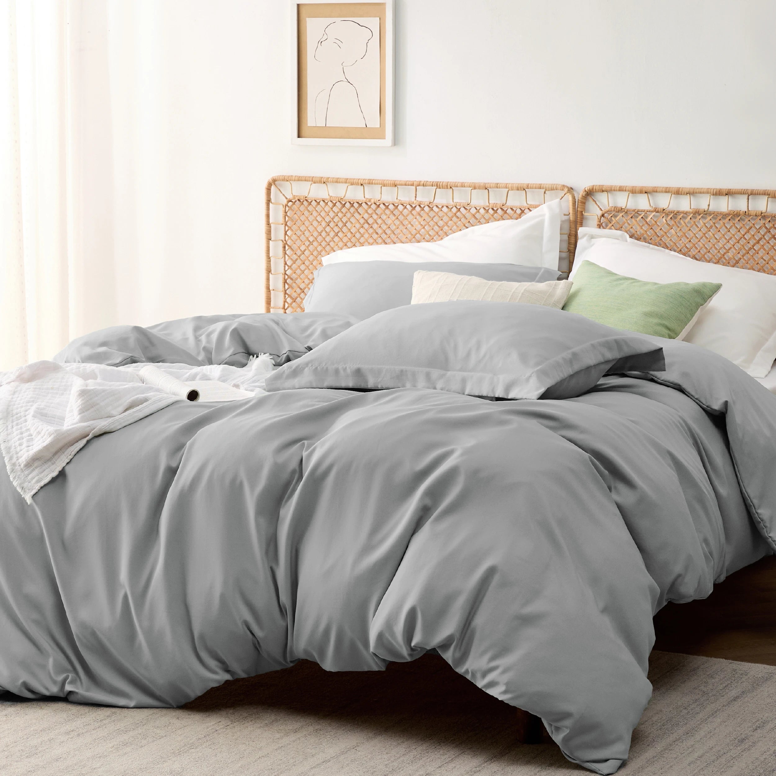 Bedsure Duvet Cover - Polyester & Rayon Derived from Bamboo Cooling Duvet Cover Set, 1 Duvet Cover  & 2 Pillow Shams