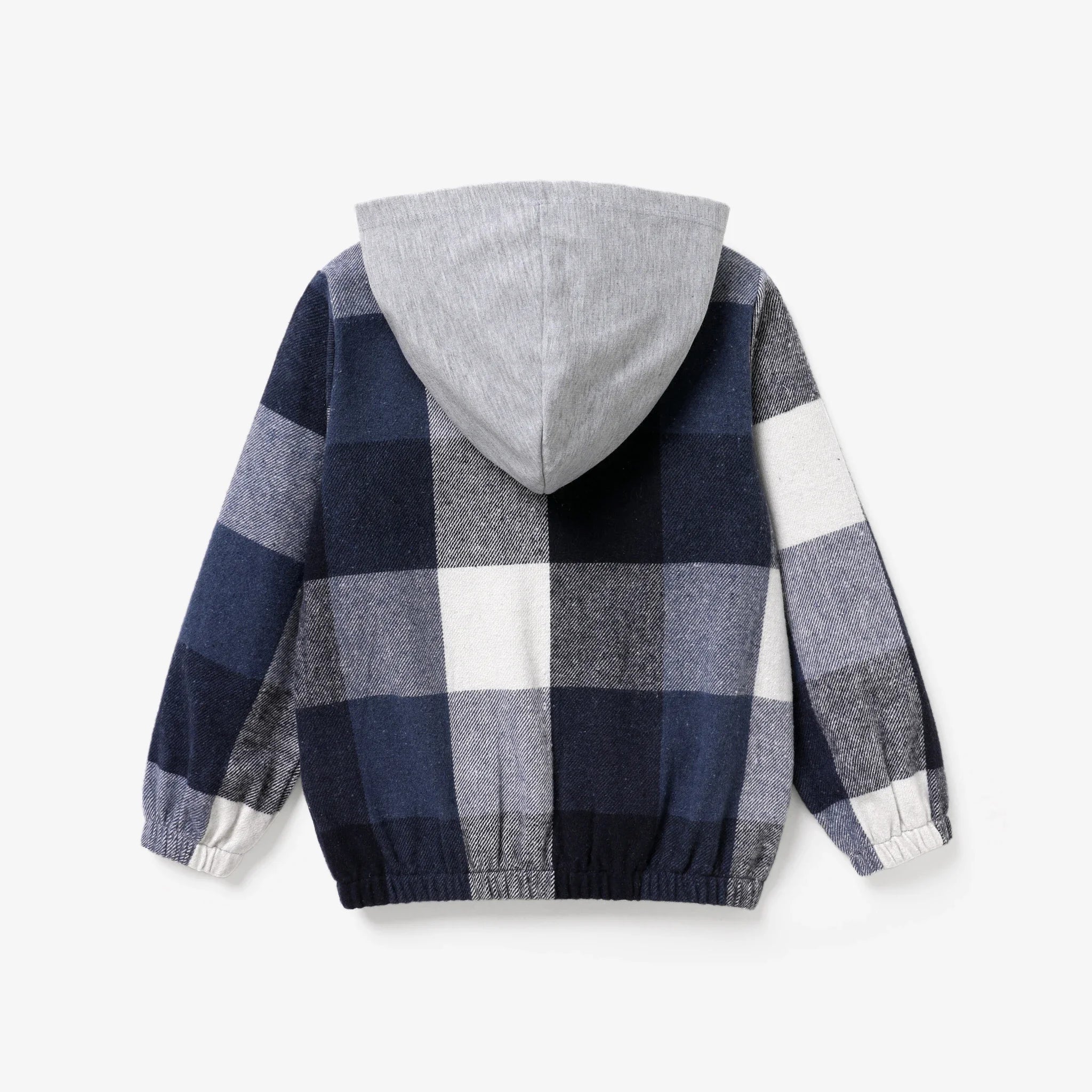 Kid Boy Casual Plaid Pattern Hooded Jacket Soft and Comfortable  Perfect for Outings and Daily Wear Basic Style