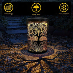 1pc Hanging Solar Lantern, Outdoor Waterproof Vintage Metal LED Big Tree Decorative Lights, Garden Yard Lawn Lights - Jess Deals