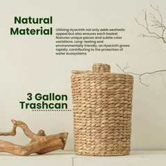 3 Gallons Wicker Woven Waste Basket with Lid  Handwoven