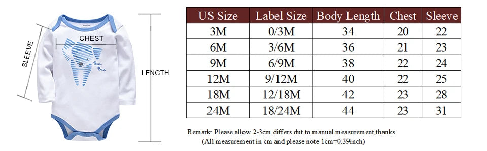 KAVKAS Baby Boy Clothes 6 Pcs/Lot Long Sleeve roupa bebes Bodysuit 0-24 Months Cartoon Print Newborn Cotton Jumpsuit