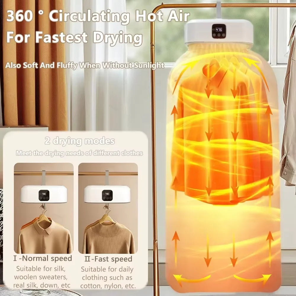Smart Portable Home Clothes Folding Dryer Multifunctional Clothes Care Garment Steamer Dryer LED Screen with Remote Control - Jess Deals