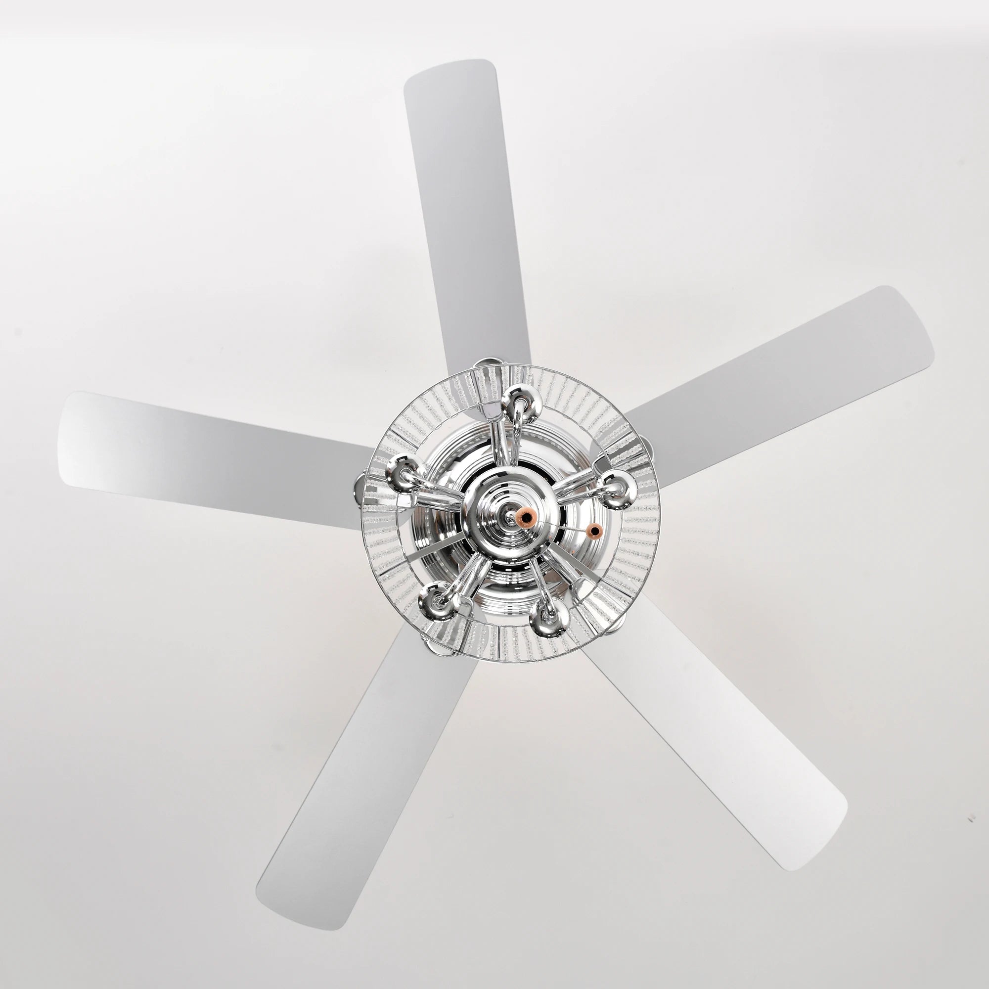 52 Inch Crystal Ceiling Fan , Modern Electrical Fan with 5 Wood Reversible Blades, 4 Bulbs Not Included,Noiseless Reversible AC