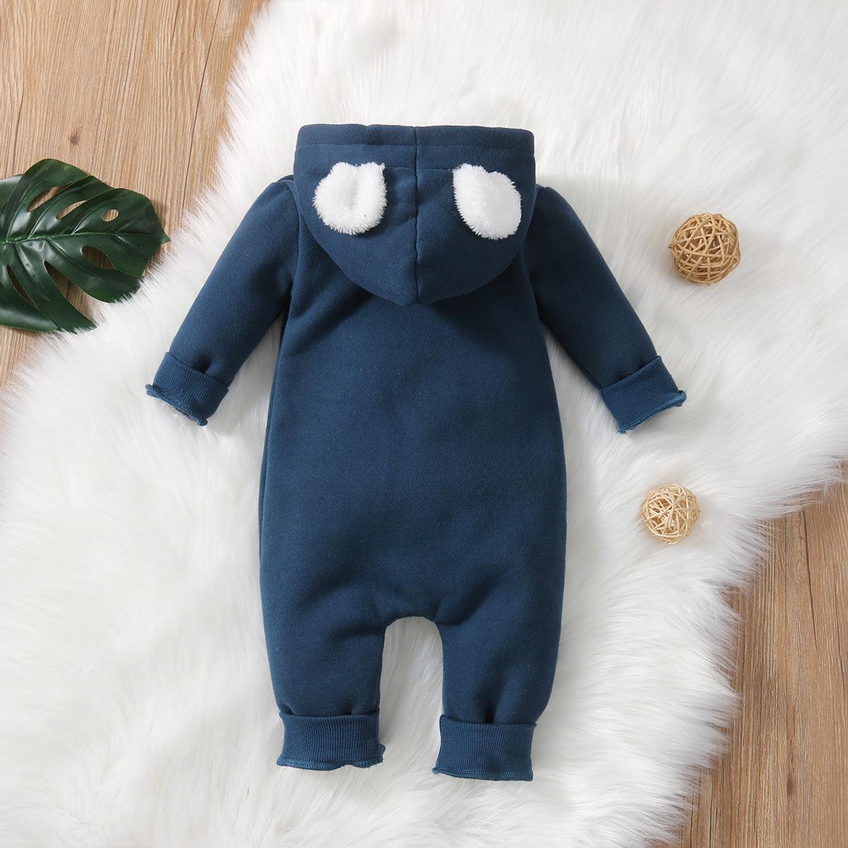 PatPat Winter Baby Adorable Cloud Hooded Baby Rompers for Baby Boys and Baby Girls Warm Unisex Baby Bodysuit Clothes