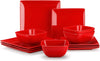 Stern Blue Dinner Set Square Reactive Glaze Tableware 12 Pieces Kitchen Dinnerware
