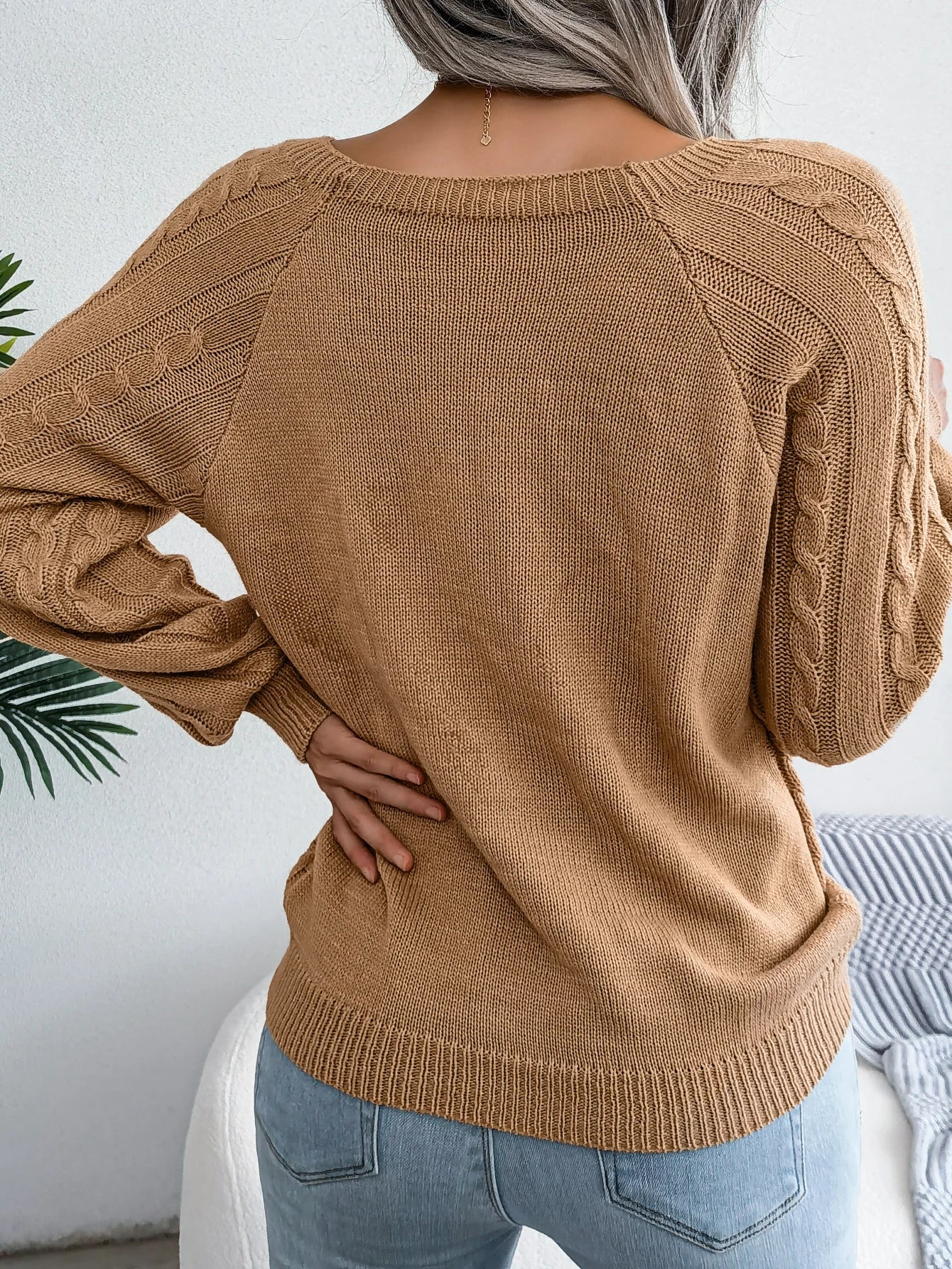 Women Casual Square Collar Buttons Long Sleeve Knitted Pullovers And Sweaters For Autumn Winter 2023