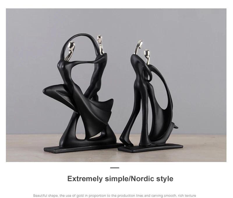 Nordic Art Dancing Couple Resin Figure Ornaments Figurines Home Decoration Accessories for Living Room Ornaments for Home Decor - Jess Deals