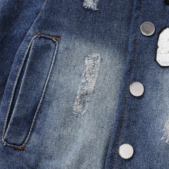 Baby Boy Hole Design Trendy Basic Long Sleeve Denim Jacket Soft and Comfortable  Perfect for Outings and Daily Wear