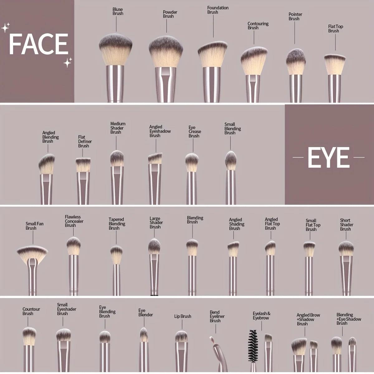 MAANGE 30pcs Professional Makeup Brush Set Foundation Concealers Eye Shadows Powder Blush Blending Brushes Beauty Tools with Bag - Jess Deals
