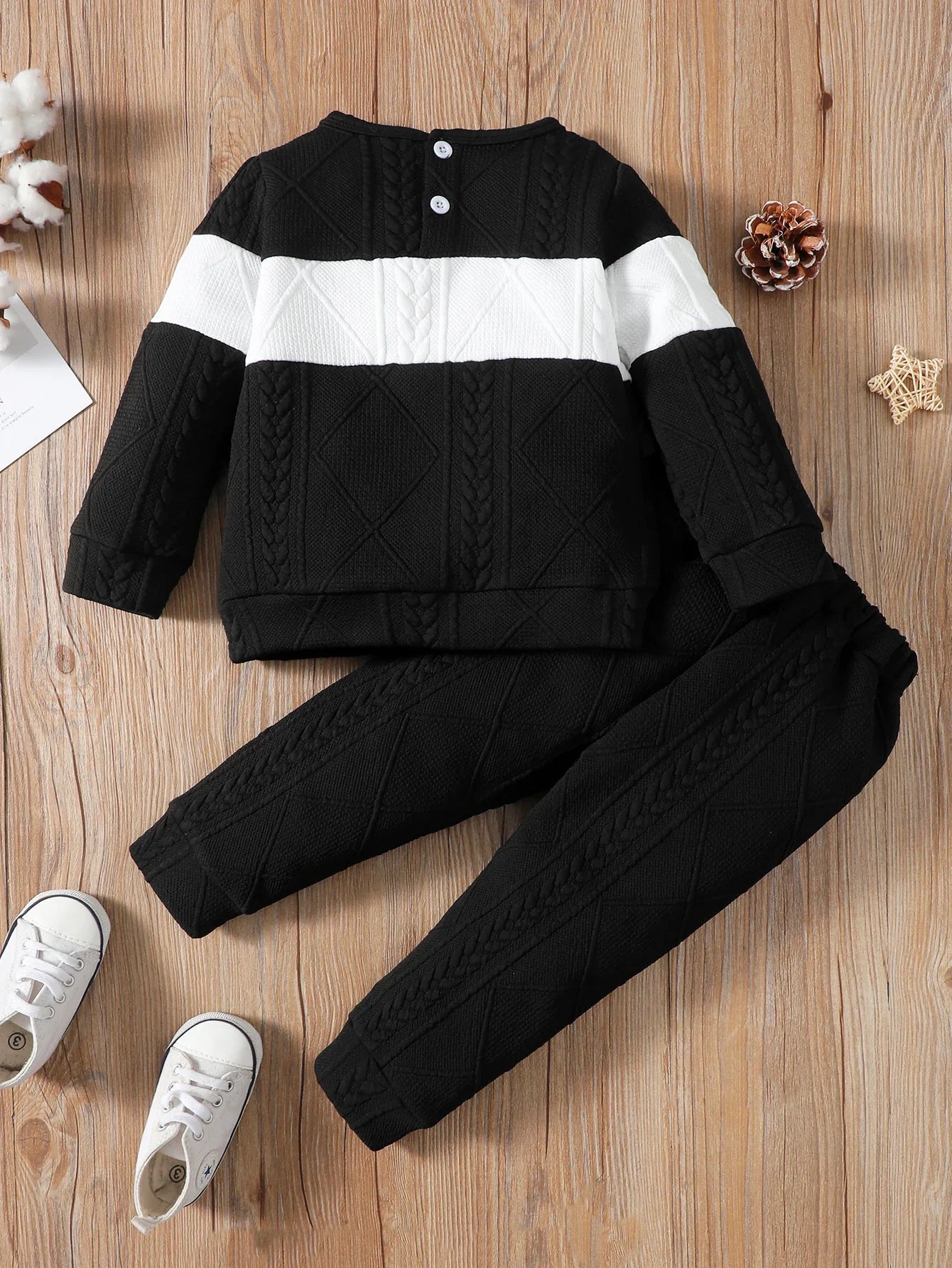 2PCS Kids Boy Clothes Set Long Sleeves Color Block Hoodies+Pants Autumn&Winter Fashion Sport Suit For Children Boy 1-6 Years - Jess Deals