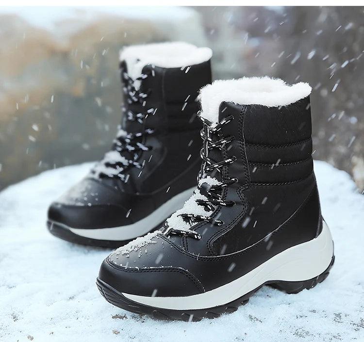 Women's Boots Snow Soft Shoes Women Platform Ladies Shoes Fashion Mid High Boots Plus Size Winter Girls Boots Botas Mujer - Jess Deals