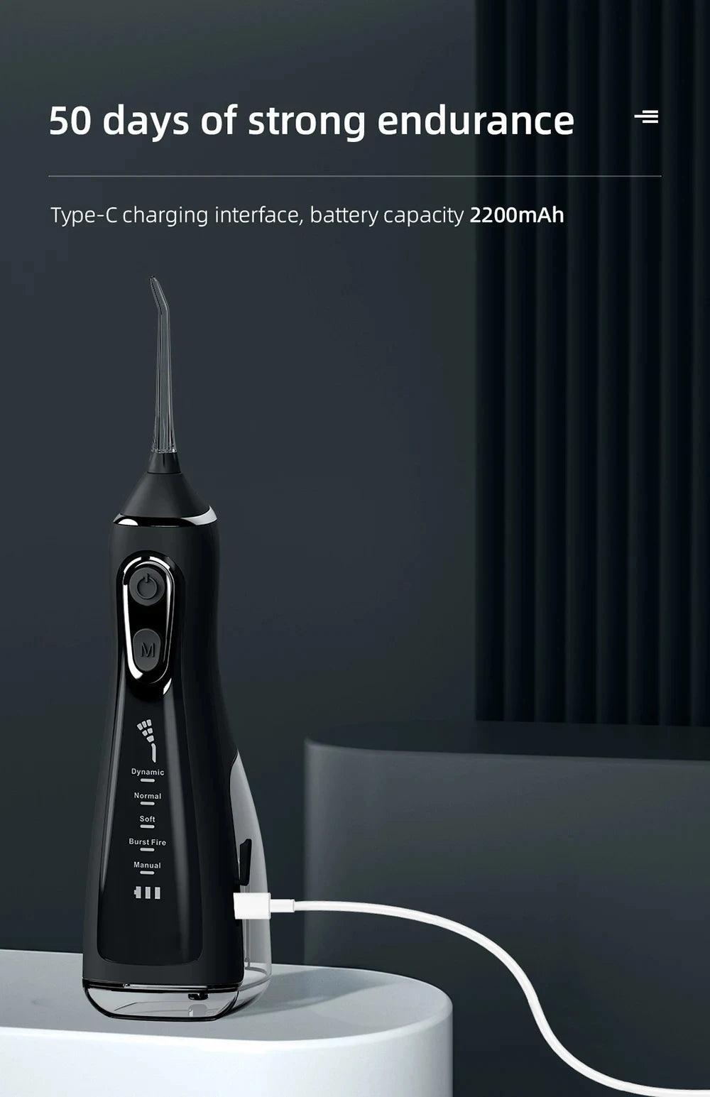 Oral Irrigator Portable Water Flosser Dental Pick 5 Modes 360° Rotated Jet For Cleaning Teeth Thread Floss Mouth Washing Machine