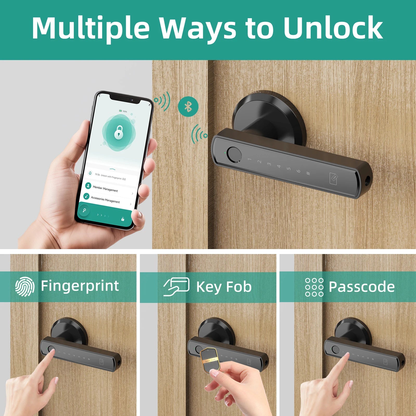 Smart Lock Fingerprint Door Lock App Remote Control Passcode Unlock Electronic Touchscreen Keypad