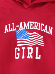 Autumn and winter girls' fashionable letter printed casual pullover sports long sleeved red hoodie