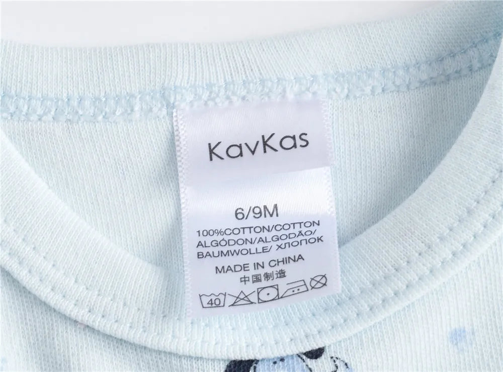 KAVKAS Baby Boy Clothes 6 Pcs/Lot Long Sleeve roupa bebes Bodysuit 0-24 Months Cartoon Print Newborn Cotton Jumpsuit