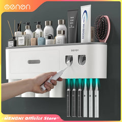 Magnetic Adsorption Inverted Toothbrush Holder Wall -Automatic Toothpaste Squeezer Storage Rack Bathroom Accessories