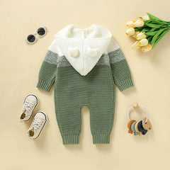 0-18m Newborn Infant Boys Girls Rompers Clothes Autumn Winter Toddler Kids Unisex Hooded Long Sleeves Jumpsuits Children Outfits