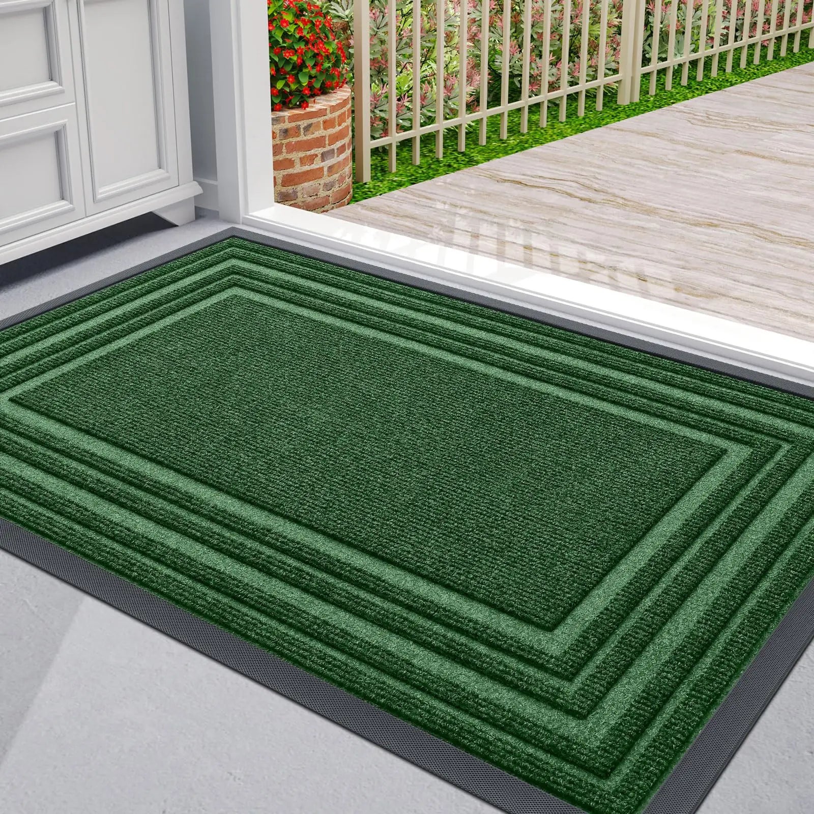 Olanly Natural Rubber Mat Non Slips Low Profile Outdoor Mat For Home Entrance Floor Doormats Heavy Duty Door Mat Outdoor Indoor