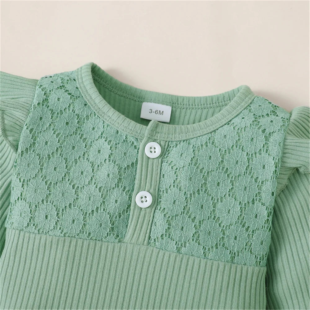 3PCS Baby Girl Clothes Set Long Sleeve Romper Top+Flowers Pant+Headband Spring&Autumn Lovely Outfit for Toddler Girl 0-18 Months - Jess Deals