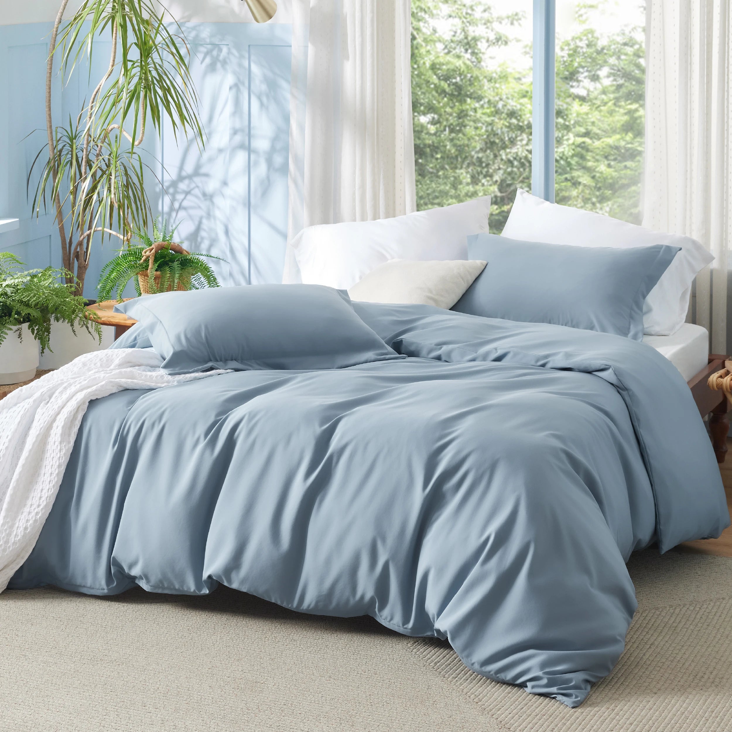 Bedsure Duvet Cover - Polyester & Rayon Derived from Bamboo Cooling Duvet Cover Set, 1 Duvet Cover  & 2 Pillow Shams