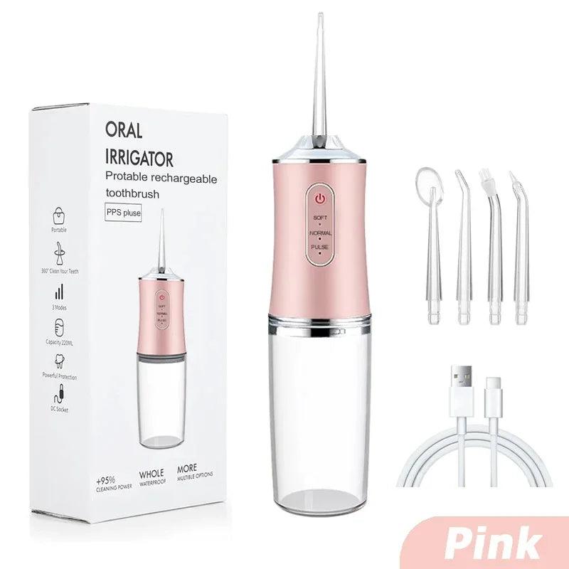 USB Portable Oral Irrigator Water Flosser Dental Water Jet Tools Pick Cleaning Teeth 200ML 4 Nozzles Mouth Oral Cleaning Agents - Jess Deals
