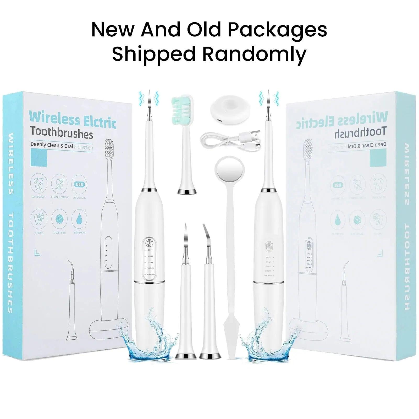 Ultrasonic Electric Toothbrushes Sonic Waterproof USB Charger Tooth Brushes Replacement Timer Dental Calculus Remover - Jess Deals