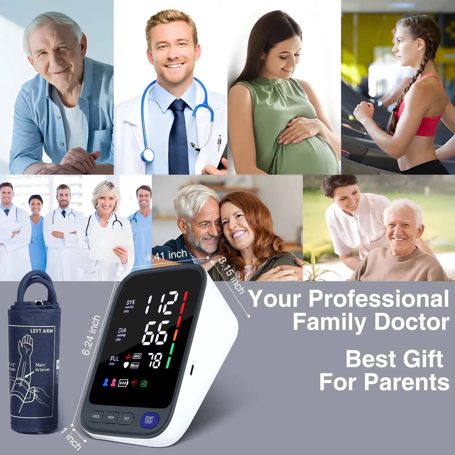 Blood Pressure Machine, Automatic Digital Upper Arm Blood Pressure Monitor with Adjustable Large Cuff