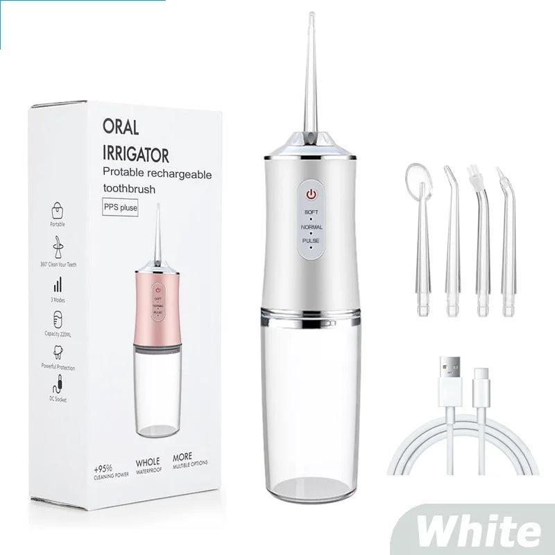 USB Portable Oral Irrigator Water Flosser Dental Water Jet Tools Pick Cleaning Teeth 200ML 4 Nozzles Mouth Oral Cleaning Agents - Jess Deals