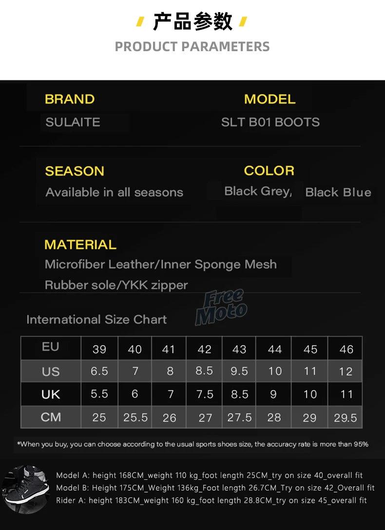 Men Motorcycle boots Breathable Anti-fall Rider Road Racing Casual Shoes Boots Gear Shift Rubber Sole Reflective Motorbike Shoes