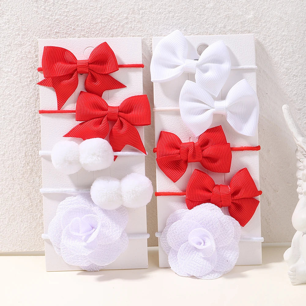 10Pcs/Set Big Bow Flower Elastic Hairbands Children Girls Sweet Hair Ties Fashion Headbands Hair Accessories Rubber Band For Kid