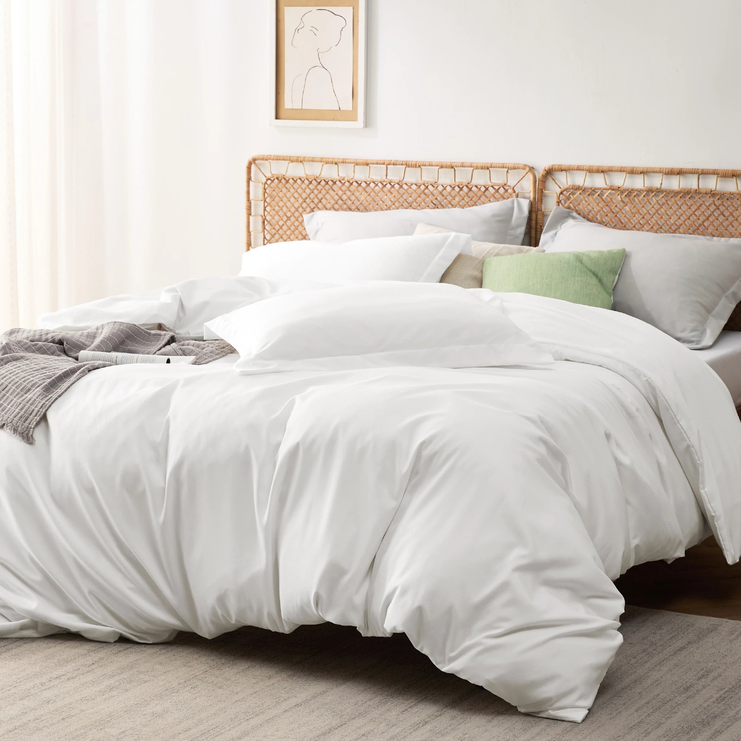 Bedsure Duvet Cover - Polyester & Rayon Derived from Bamboo Cooling Duvet Cover Set, 1 Duvet Cover  & 2 Pillow Shams