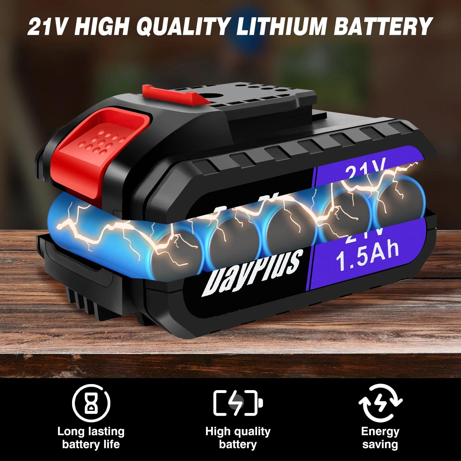 21V Portable Cordless Power Drill Set Impact Screw Driver with 1500mAh Li-Ion Rechargeable Battery 25+1 Torque Setting 45N.m - Jess Deals