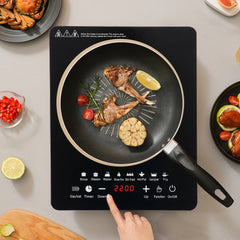 750W Portable Kitchen Countertop Induction Cooktop Burner Restaurant Electric Hot Stove Timer, Warm-keeping, Pre-setting