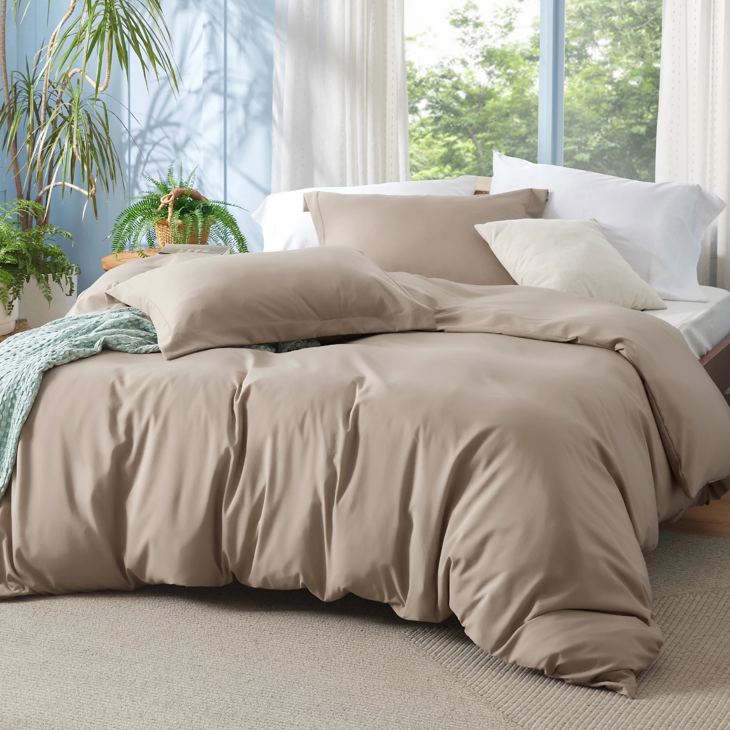 Bedsure Duvet Cover - Polyester & Rayon Derived from Bamboo Cooling Duvet Cover Set, 1 Duvet Cover  & 2 Pillow Shams