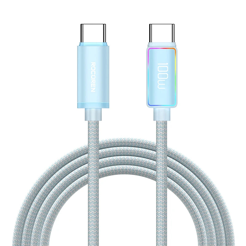 Rocoren 240W 5A High Power Fast Charging Type C Cable 100W PD 3.1 USB C Quick Charging Date Cord For iPhone Samsung Laptop iPad