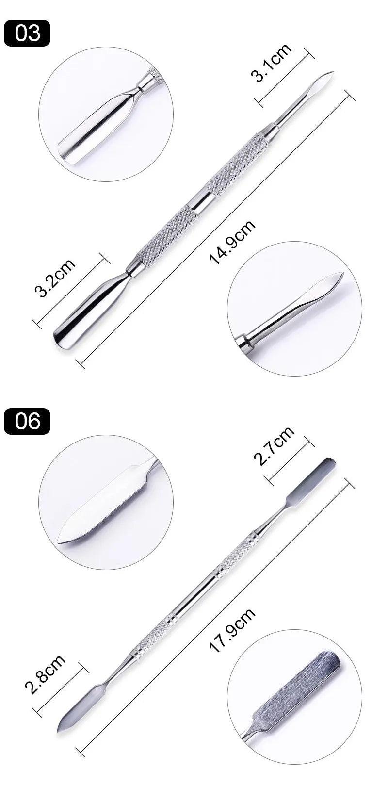 1pcs Double-ended Stainless Steel Cuticle Pusher Dead Skin Push Remover For Pedicure Manicure Nail Art Cleaner Care Tool - Jess Deals