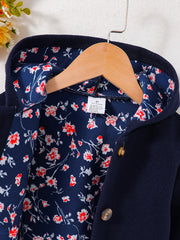 Girls' Fashion Autumn New Gemstone Blue Hoodie Single Piece