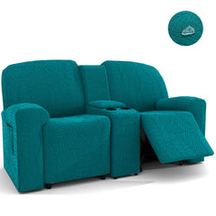 6Pcs/Set Water Resistant Leaf Texture Jacquard Stretch Recliner Loveseat Center Console Sofa Cover Spandex 2 Seater Sofa Cover