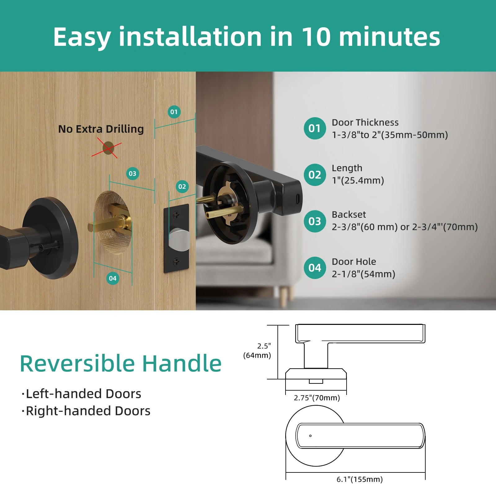 Smart Lock Fingerprint Door Lock App Remote Control Passcode Unlock Electronic Touchscreen Keypad