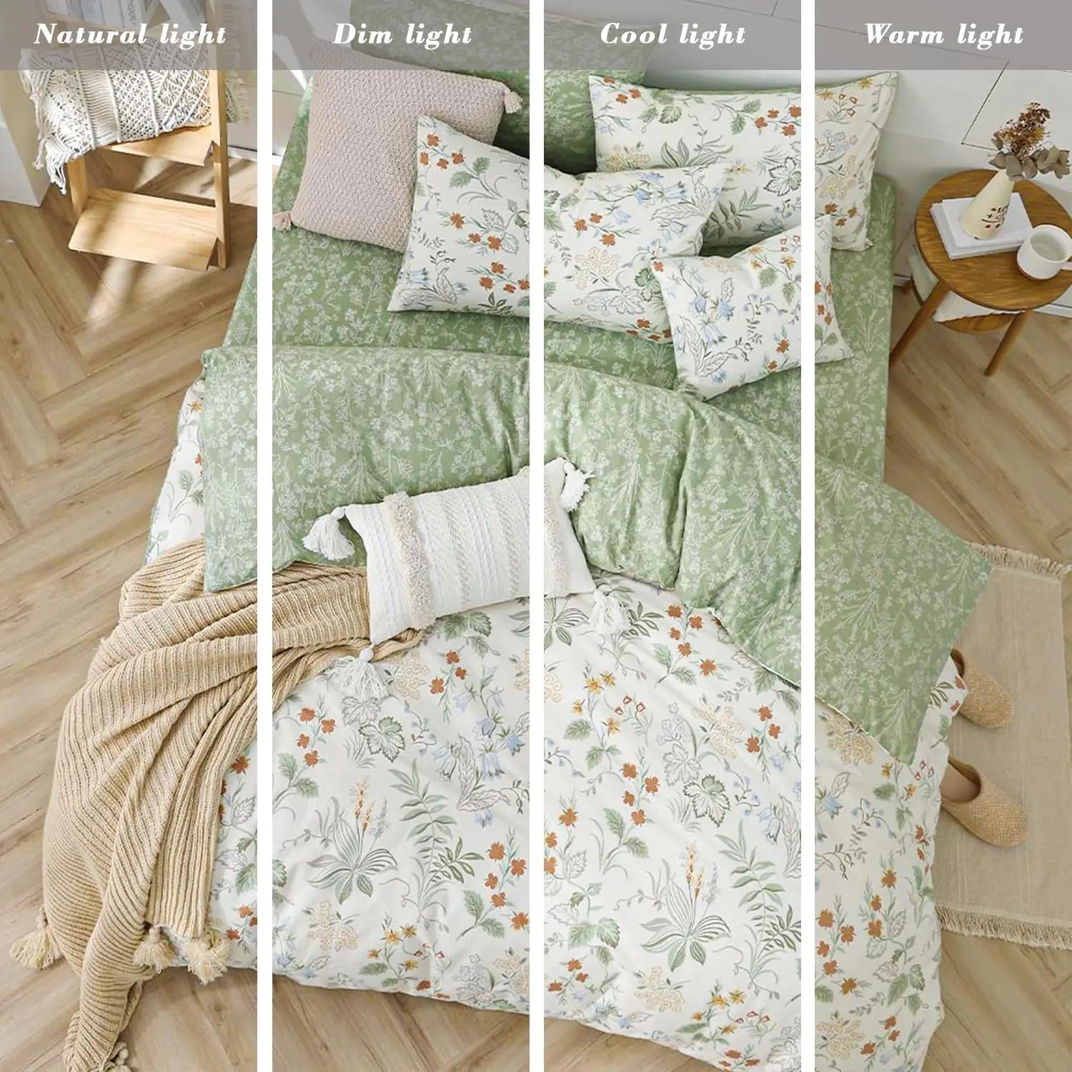 Lightweight 3-piece Quilts Bedding Sets Red Blue Floral Prints Double Sided Quilt Cover Set