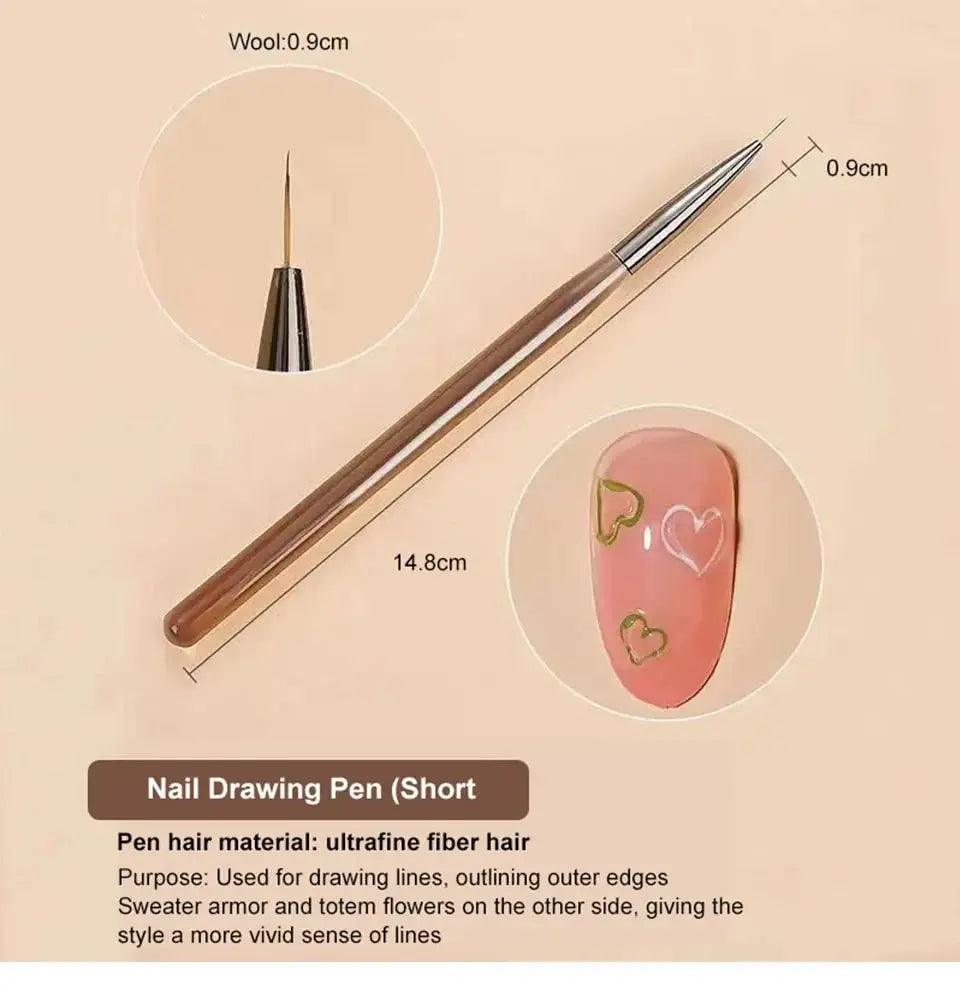 9PCS UV Gel Nail Brush Liner DIY Painting Pen Manicure Acrylic Drawing Brush for Nail Art Design Nails Tip Display Painting Tool - Jess Deals