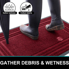Olanly Natural Rubber Mat Non Slips Low Profile Outdoor Mat For Home Entrance Floor Doormats Heavy Duty Door Mat Outdoor Indoor