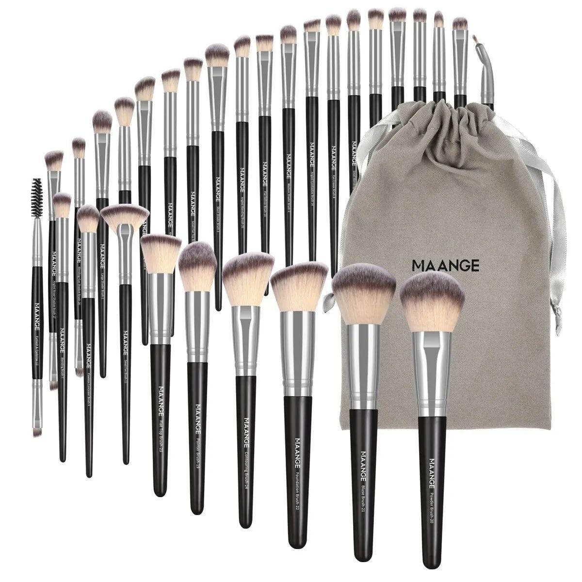 MAANGE 30pcs Professional Makeup Brush Set Foundation Concealers Eye Shadows Powder Blush Blending Brushes Beauty Tools with Bag - Jess Deals